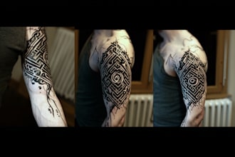 create sleeve tattoo design in geometric style