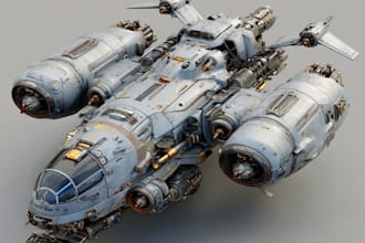 create your amazing 3d spaceship model