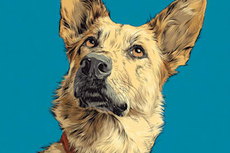 draw vector illustration dog cat animal pet cartoon portrait