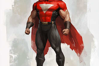 make concept art superhero character for comics cartoon