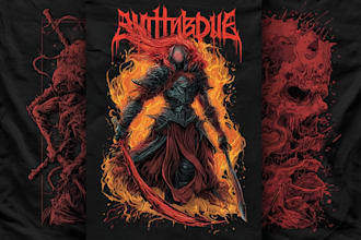 create dark art metal illustration for tshirt and merch