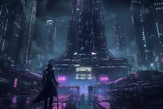 create cyberpunk city style art for any project