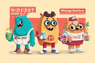 make vintage retro character mascot illustration