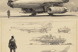 design a spaceship sci fi illustration in my style