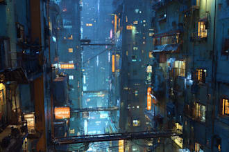 make cyberpunk futuristic city and background