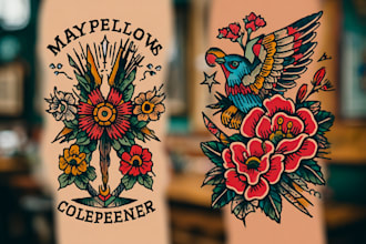 create any design in traditional tattoo or old school style