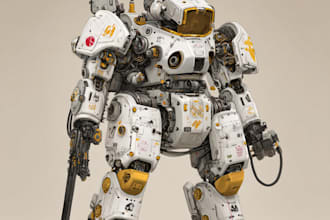 draw mecha robot armor character concept for you
