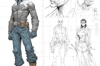 create concept art superhero character design for comics