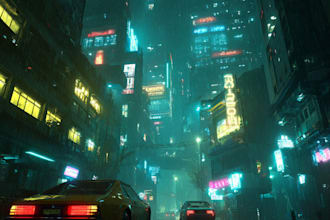 create a cyberpunk futuristic city art