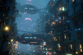 do futuristic cyberpunk city or background art for you