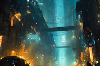 do science fiction city, cyberpunk concept art illustration