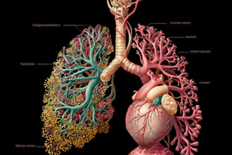 draw digital coloured anatomy and medical illustrations