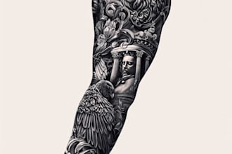create unique custom tattoo design, tattoo sleeve