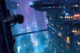 illustrate a cyberpunk futuristic city art