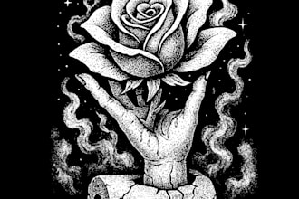 design brutal black and white art for metal bands and clothing brands