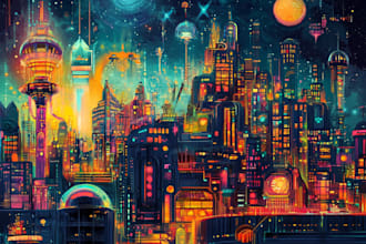 draw a science fiction city, cyberpunk concept art