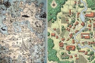 hand drawn vector map illustration fantasy map maker cartography city map design