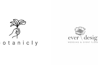 design watercolor hand drawn feminine floral boho logo