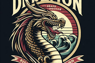 design high quality vintage dragon logo for your t shirt design
