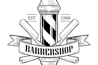 create a professional vintage barber shop instrument logo