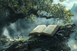 draw premium fantasy art book cover illustrations