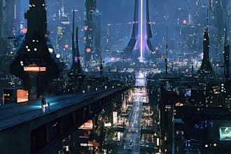 do cyberpunk scifi futuristic city
