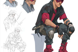 create concept art superhero character for comics cartoon