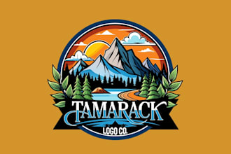 design a modern creative outdoor mountain adventure logo