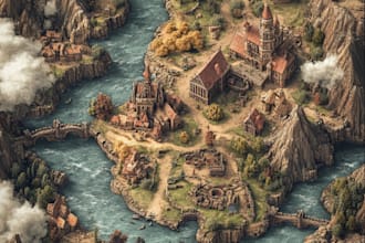 create a high quality detailed fantasy map for dnd and fiction