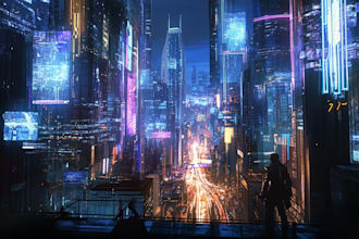 design cyberpunk city concept art illustration