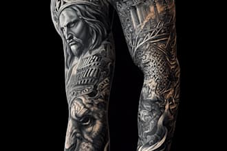 create unique custom tattoo design, tattoo sleeve