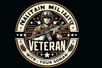 design vintage military veteran logo with for your company