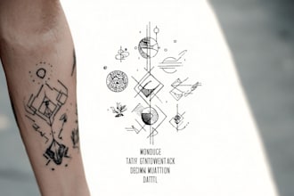 make line art, monoline geometric, minimalist tattoo design