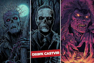 draw a detailed dark art illustration with engraving style