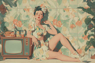 draw vintage retro art illustration