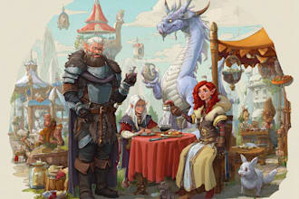 do dnd party, fantasy, game concept art