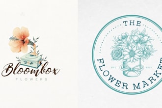 design watercolor logo brand kit floral custom