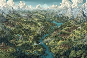 make fantasy map illustration for dnd, novels and games