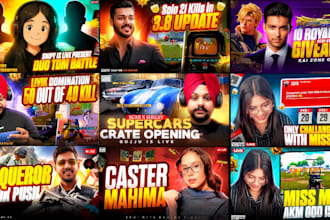 design eye catchy bgmi,pubg gaming youtube thumbnail