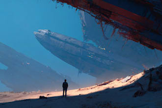 design spaceship, sci fi illustration and sci fi art