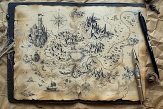 craft a hand drawn map of your fantasy world