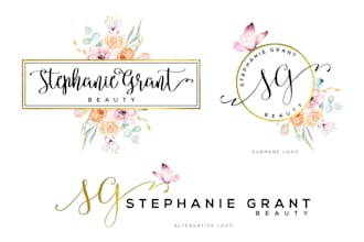 modern minimal feminine floral botanical line art logo