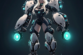 draw amazing character mecha robot illustration