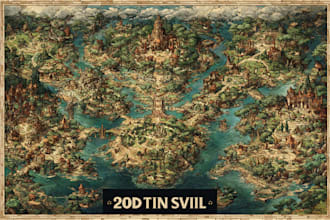 make fantasy map illustration for dnd, novels and games