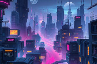 make science fiction city, cyberpunk concept art illustration