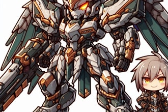 draw mecha helmet, weapon, armor concept
