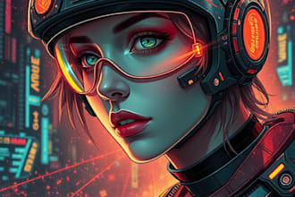 design stunning sci fi, cyberpunk, portrait art