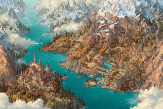 design fantasy map illustration isometric map, or city map