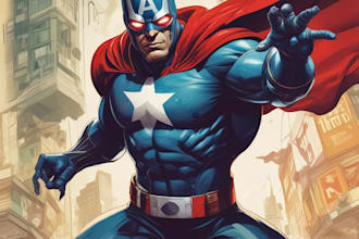 make concept art superhero character for comic style
