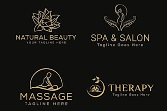 do modern line art text or badge massage therapy logo design